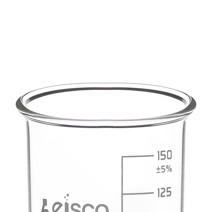 Eisco 12PK Tall Form Beakers Without Spout, 150mL - Graduated - Borosilicate Glass - Berzelius Beaker