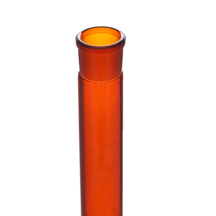 Eisco Amber Volumetric Flask, 500mL - Class A - Borosilicate Glass, Polyethylene Stopper, 19/26 Socket - QR Code Marking for Calibration Certificate
