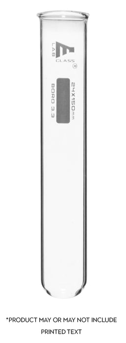 24PK Test Tubes, 50mL, 24x150mm - Rimmed - Light Wall, 1.2mm Thick - Borosilicate 3.3 Glass
