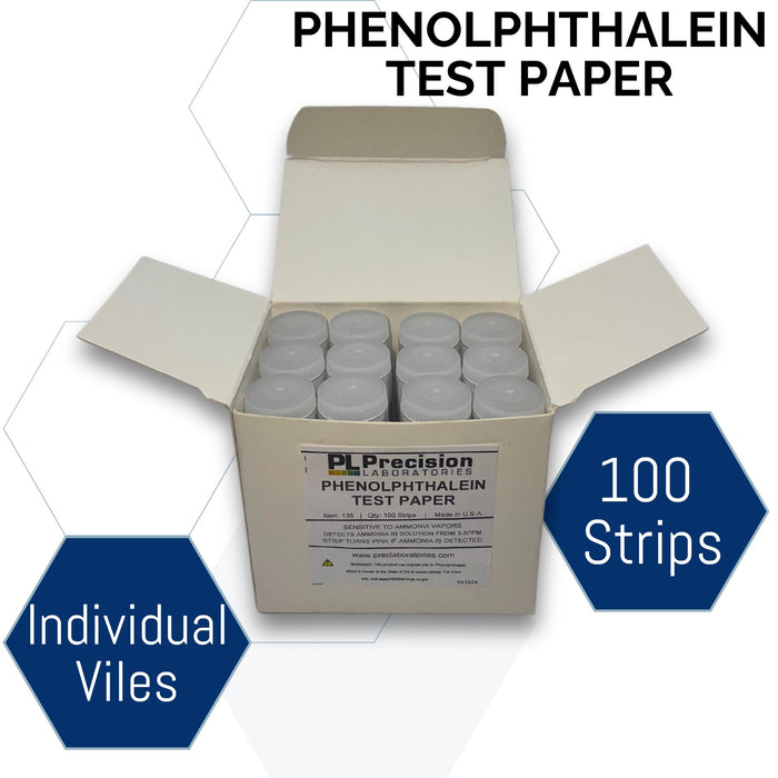 Eisco Labs - Phenolphthalein Test Paper for Ammonia Detection - 100 Strips