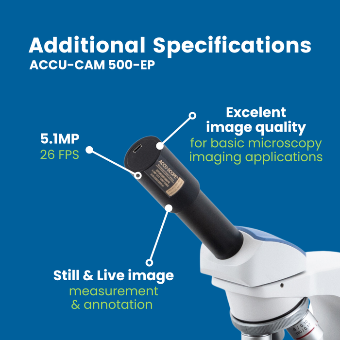 Digital Microscope with Eyepiece Camera, EXM-150-EP - Monocular Head, 40-400X Magnification, Cordless LED Illumination - 5.1 MP Image & 26 FPS Video Capture - USB 2.0 Output