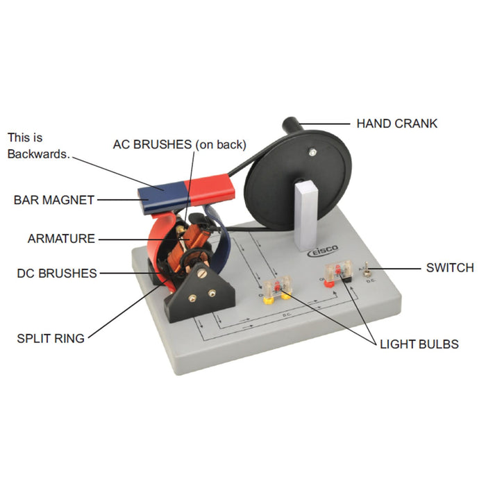 Eisco Labs Demonstration Motor Generator Activity Model (AC/DC) - Hand Powered