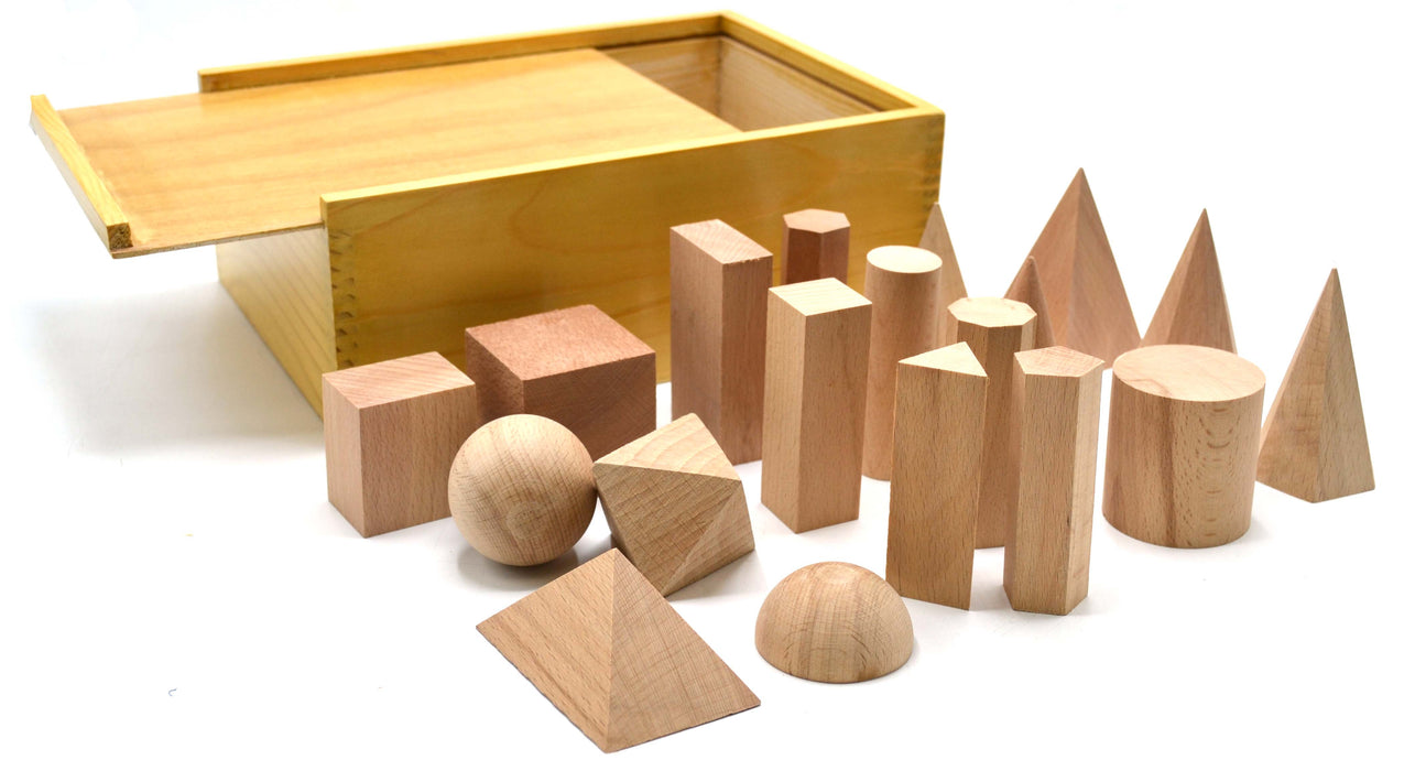 19-Piece 3D Geometric Shapes Set in Hardwood Case