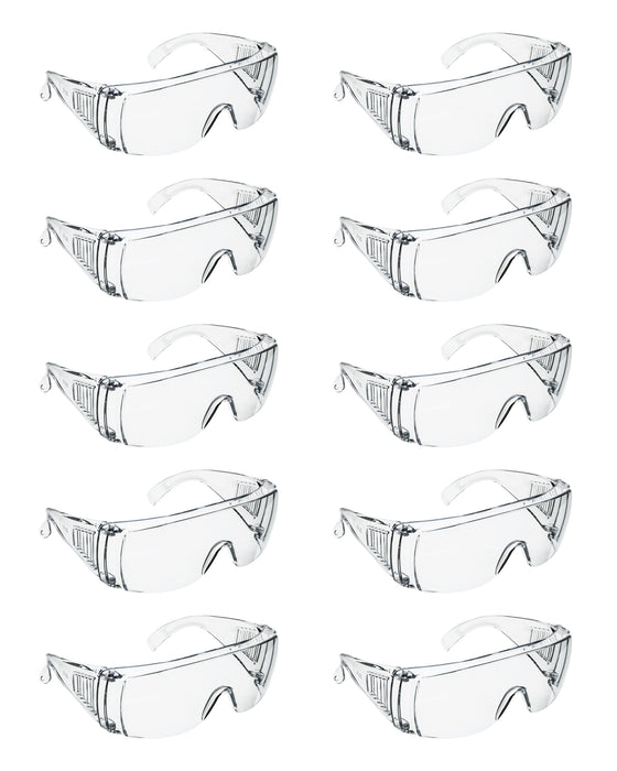 10PK Safety Glasses - Vented - Impact Resistant Polycarbonate Lens