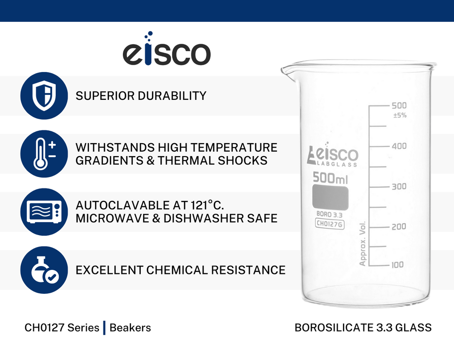 Beaker, 100ml - Tall Form - Graduated - Borosilicate Glass