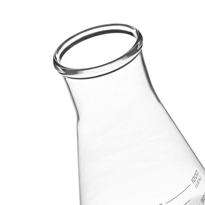 Erlenmeyer Flask, 1000mL - Wide Neck - ASTM, Dual Graduated Scale - Borosilicate Glass - Wide Neck Flasks, Conical Flasks, Glass Flasks - Eisco Labs