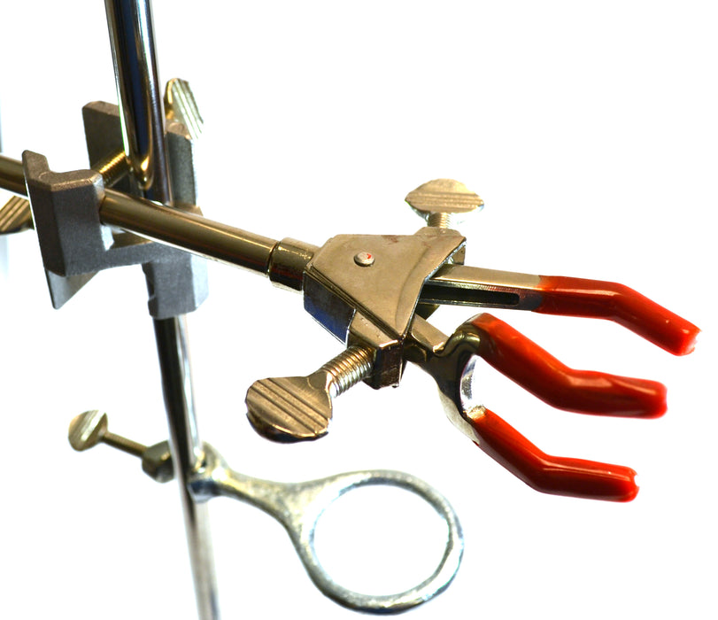 6 Piece Set - Rectangular Retort Stand, Rod, Clamp & Ring Set