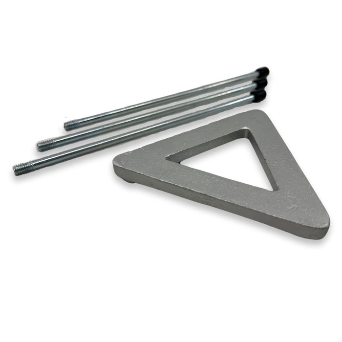 Eisco Labs - 12cm Triangular Tripod Stand with Removable Legs - 8.25" Tall, Zinc Plated Cast Iron Top, Mild Steel Legs with Plastic Feet - Stable Support for Lab Equipment, Bunsen Burner Compatible