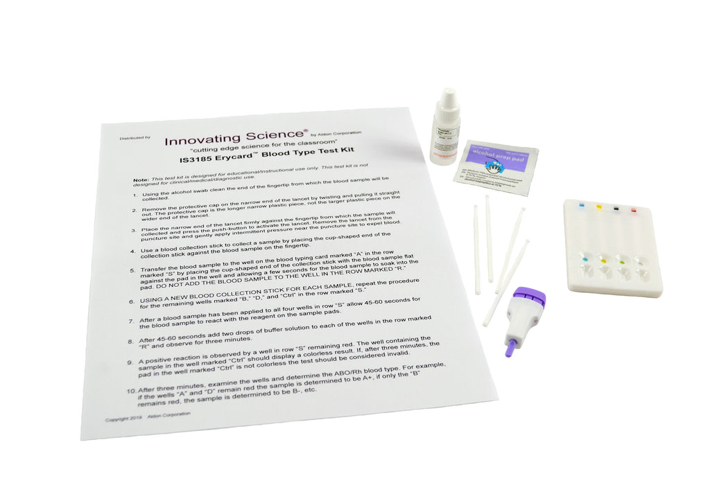 Erycard ABO/RH Blood Typing Card - NOT for Medical / Clinical Use - Innovating Science