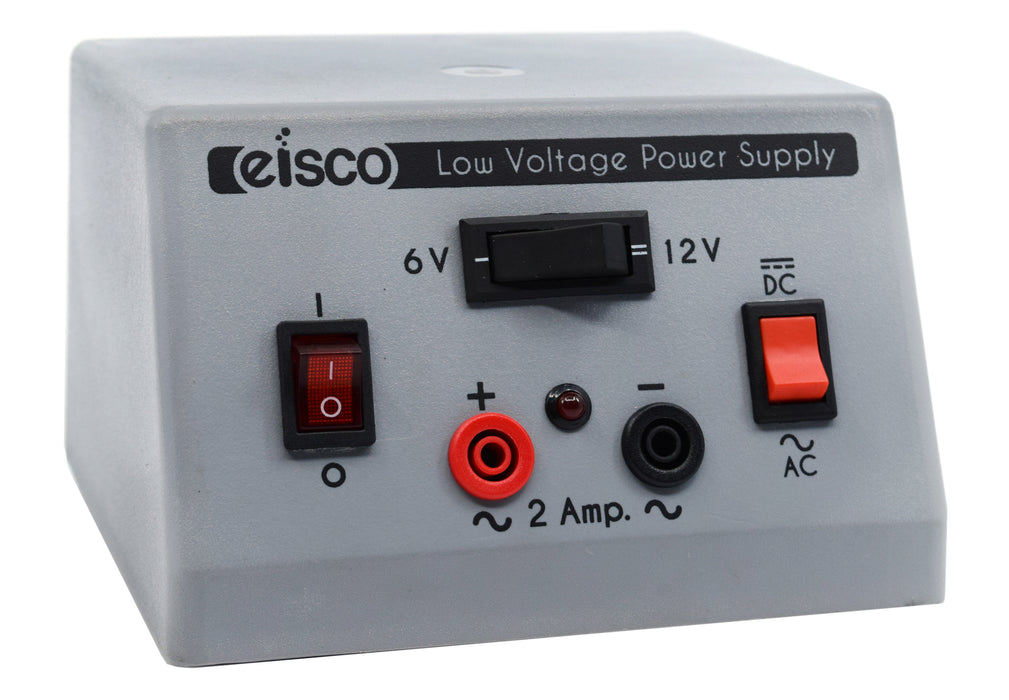 Eisco Labs Low Voltage AC/DC Power Supply 6V/12V - 2 Amp - 110V Input - Dual Mode Power Supply - Universal Power Supply - AC/DC Switchable - Banana Plug Terminals - Dual-Mode Operation - Adjustable Output