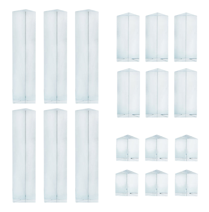 Equilateral Prisms 18pc Set - 6 Each of 1", 2", & 4" Lengths, 25mm Face Size
