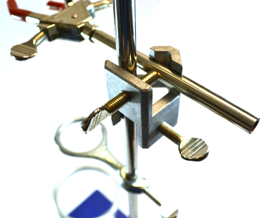 6 Piece Set - Rectangular Retort Stand, Rod, Clamp & Ring Set