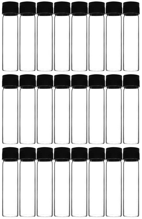 Culture Tube with Screw Cap, 30mL, 24/PK - 25x95mm - Flat Bottom - Borosilicate Glass