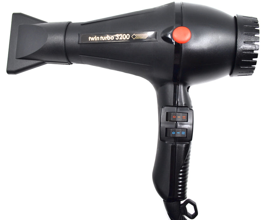 Turbo Power Twin Turbo 3200, Black, Compact/ Lightweight Professional Blow Dryer