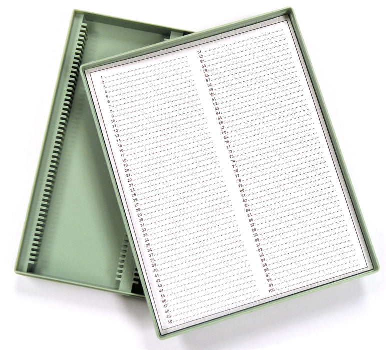 Slide Kit with 72 Pre-Cleaned Plain Microscope Slides, 100 22 x 22mm Glass Cover Slips and Durable 100 Slot Microscope Slide Storage Container