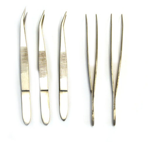 4.25" Curved Steel Forceps / Tweezers ( Pack of 5 ) - hBARSCI