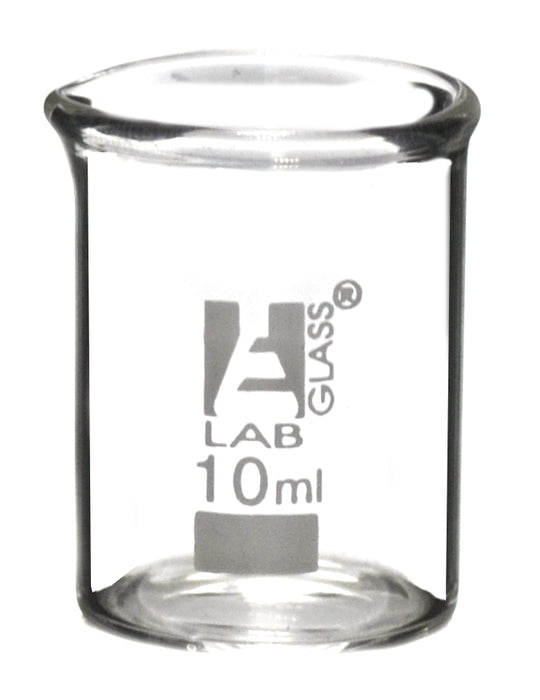 12PK Beakers, 10ml - Low Form - Ungraduated - Borosilicate Glass