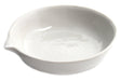 Evaporating Basin - 2.5" (65mm) dia.  Porcelain, Flat bottom with Spout - Eisco Labs