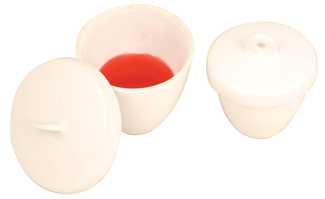 Crucible 100ml., Porcelain with lid, Tall