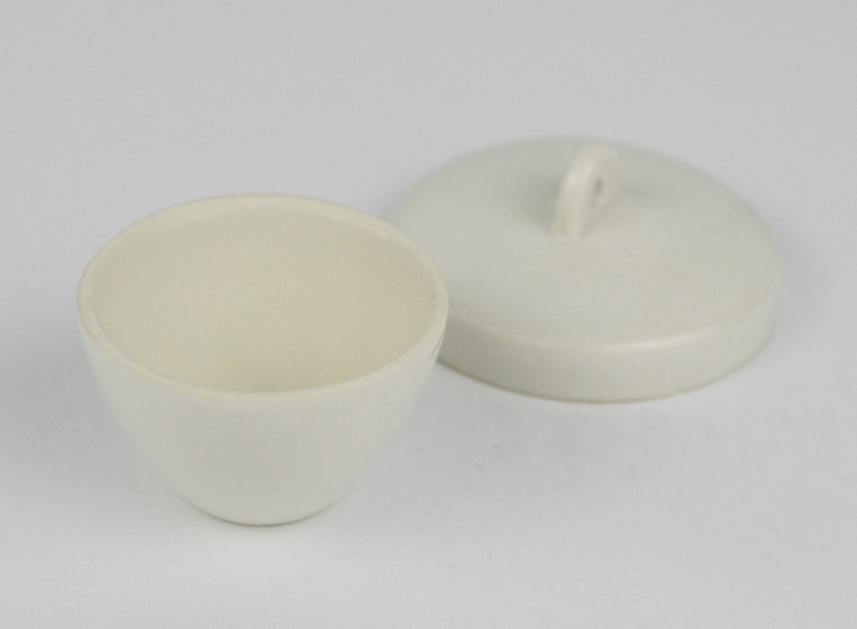 Eisco Labs Low Form Porcelain Crucible, 20 mL, with lid