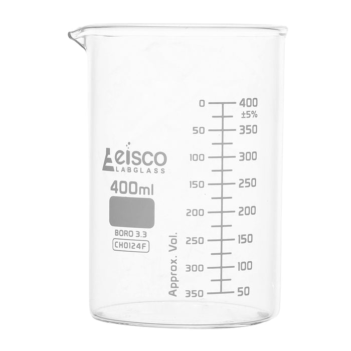 6PK Beakers, 400ml - ASTM - Low Form - Graduated - Borosilicate Glass