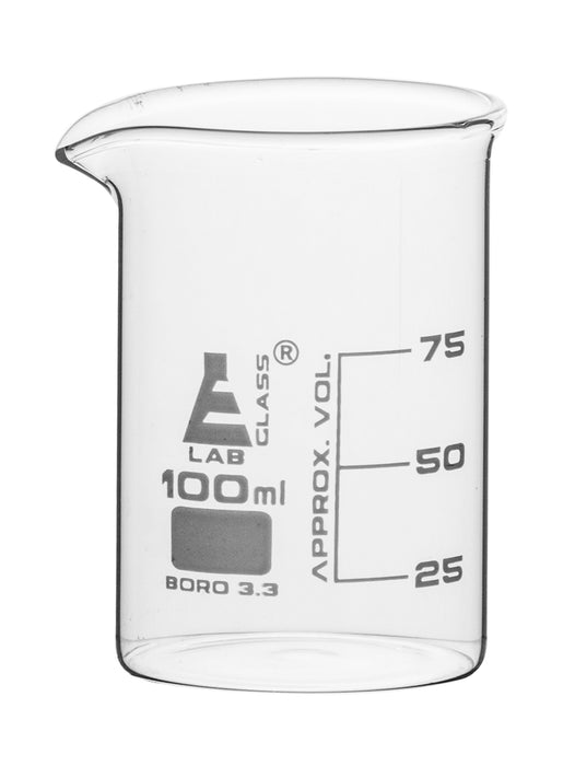 12PK Beakers, 100ml - Low Form - Graduated - Borosilicate Glass