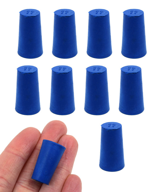 Neoprene Stopper Solid - Blue, Size: 11mm Bottom, 14mm Top, 24mm Length - Pack of 10