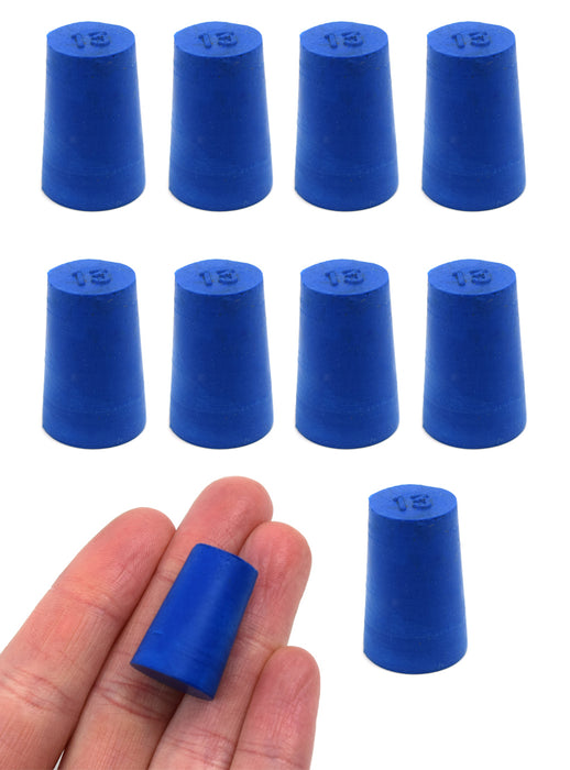 Neoprene Stopper Solid - Blue, Size: 13mm Bottom, 16mm Top, 24mm Length - Pack of 10