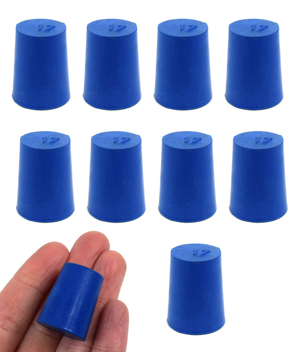 Neoprene Stopper Solid - Blue, Size: 17mm Bottom, 20mm Top, 26mm Length - Pack of 10