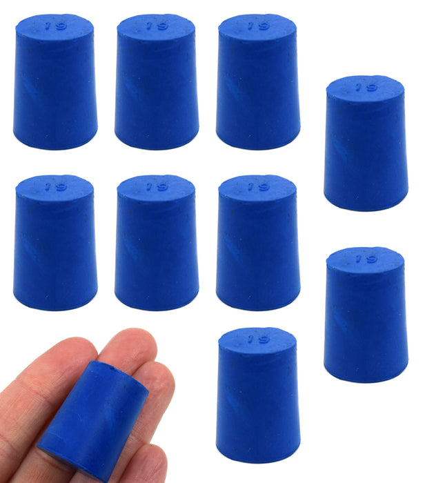 Neoprene Stopper Solid - Blue, Size: 19mm Bottom, 22mm Top, 28mm Length - Pack of 10