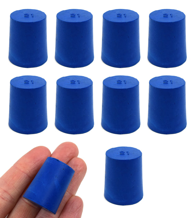 Neoprene Stopper Solid - Blue, Size: 21mm Bottom, 24mm Top, 28mm Length - Pack of 10