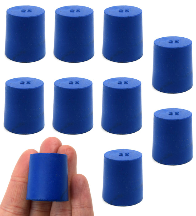 Neoprene Stopper Solid - Blue, Size: 23mm Bottom, 26mm Top, 28mm Length - Pack of 10