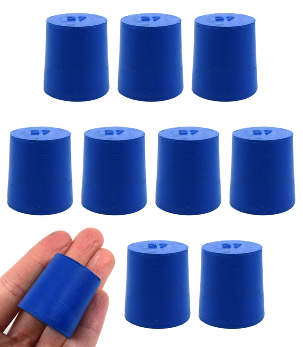 Neoprene Stopper Solid - Blue, Size: 27mm Bottom, 31mm Top, 32mm Length - Pack of 10