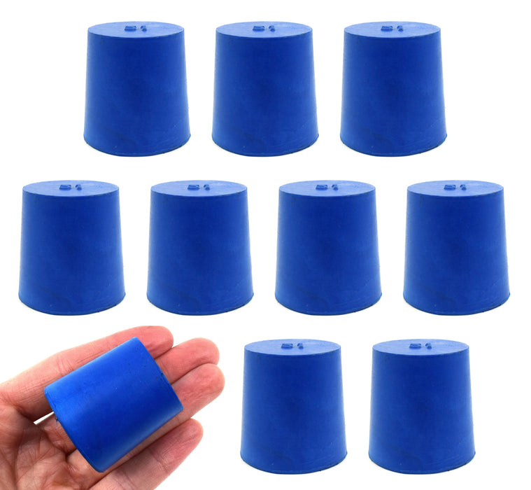 Neoprene Stopper Solid - Blue, Size: 31mm Bottom, 36mm Top, 35mm Length - Pack of 10