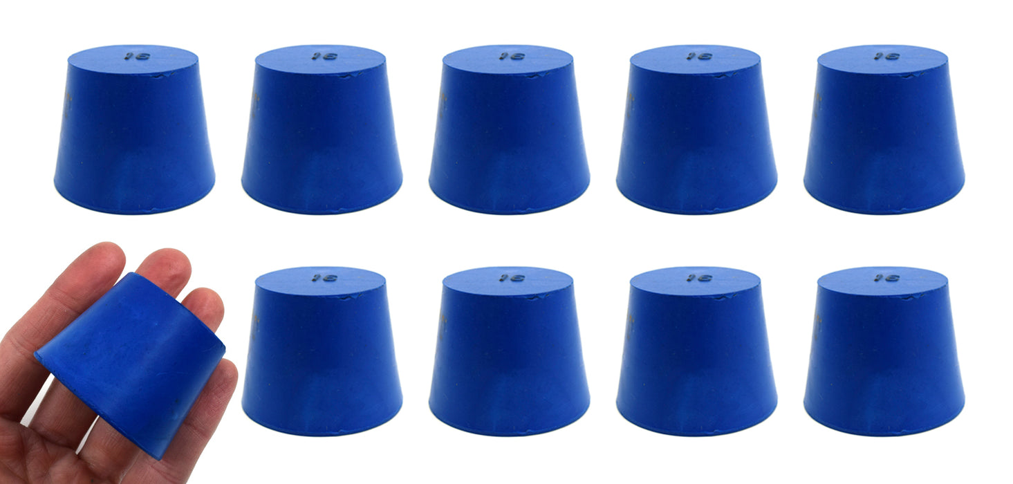Neoprene Stopper Solid - Blue, Size: 35mm Bottom, 45mm Top, 36mm Length - Pack of 10