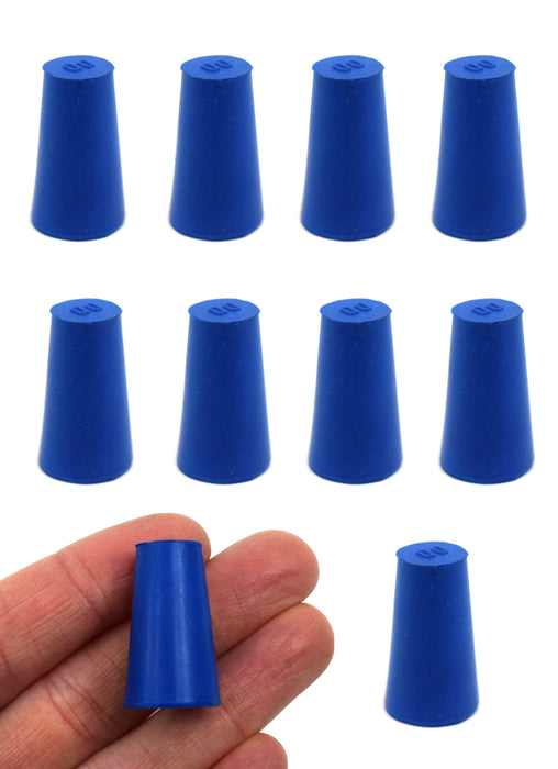 Neoprene Stopper ASTM Solid - Blue ASTM Size: #00 - 10mm Bottom, 15mm Top, 25mm Length - Pack of 10