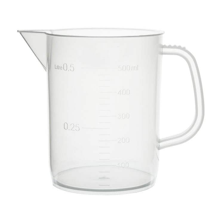Measuring Jug, 500ml - Short Form, Euro Design - Polypropylene Plastic - Raised Graduations