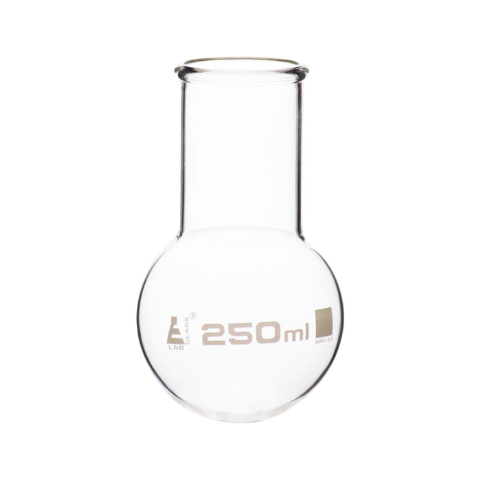 Boiling  Round Bottom 250ml Wide Neck Flask, Beaded Rim Borosilicate Glass Eisco Labs