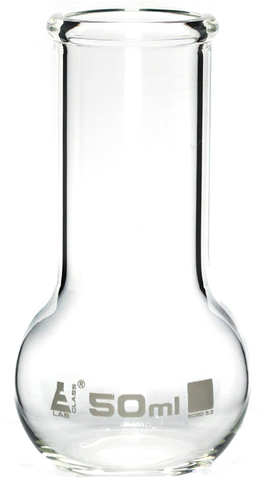 Flask Boiling - Florence, flat bottom, wide neck with beaded rim 50ml, borosilicate glass