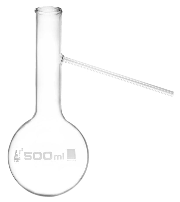 Flask Distilling with side arm 500ml., round bottom with side arm, borosilicate glass