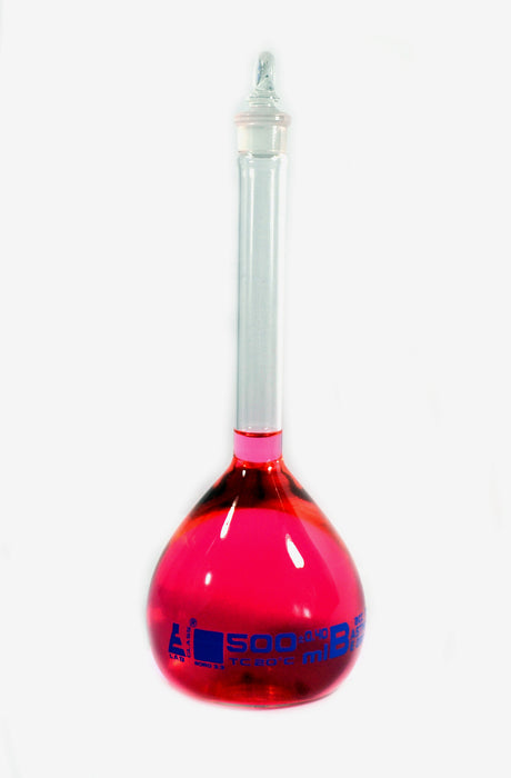 Eisco Labs Volumetric Flask With Glass Stopper Class - B, 500 ml