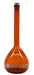 Volumetric Flask, 500ml capacity, with Polypropylene Stopper - Amber Colored Borosilicate Glass  - Eisco Labs