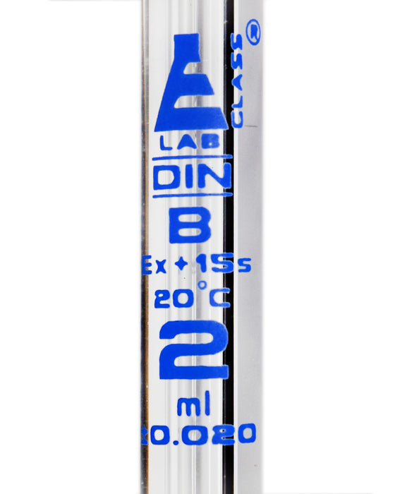 Volumetric Pipette, 2.0mL - Class B - Orange Coded - Blue Graduation - Borosilicate Glass