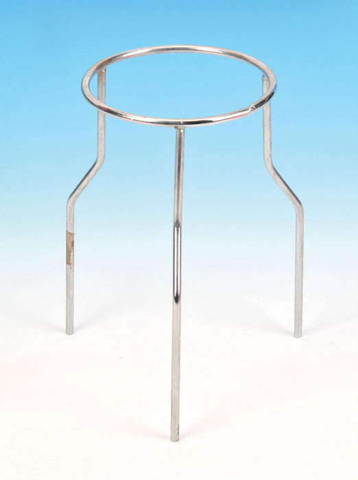 Stand Tripod - Circular, made of steel wire, nickel plated, Ring OD 100mm, height 210mm