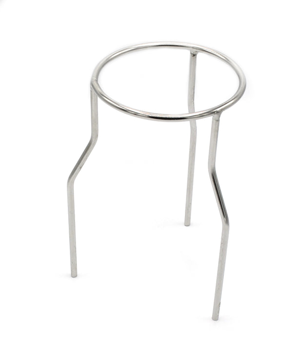 Stand Tripod - Circular, made of steel wire, nickel plated, Ring OD 120mm, height 210mm
