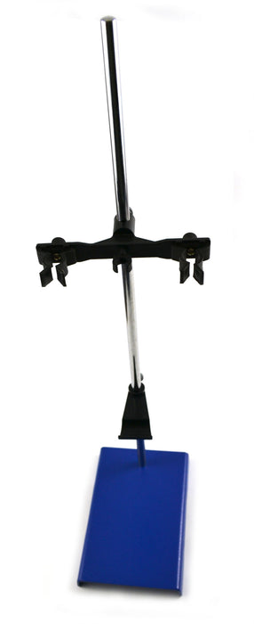 Metal stand with support clamps for supporting voltameter, fitted with 60cm long rod and base
