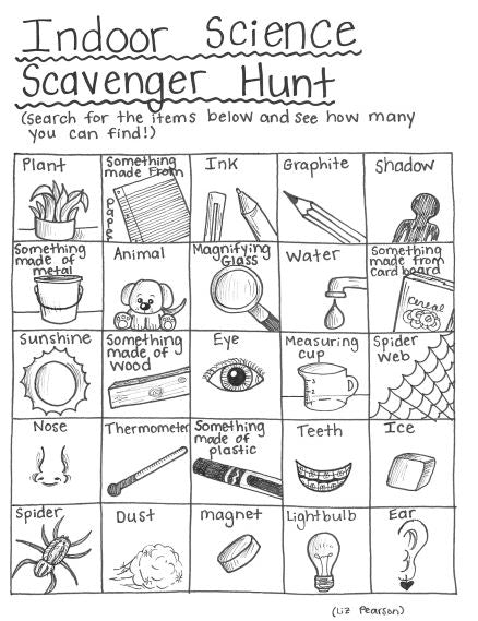 Indoor Scavenger Hunt - Printable Coloring Page - Educational & Teaching Resource