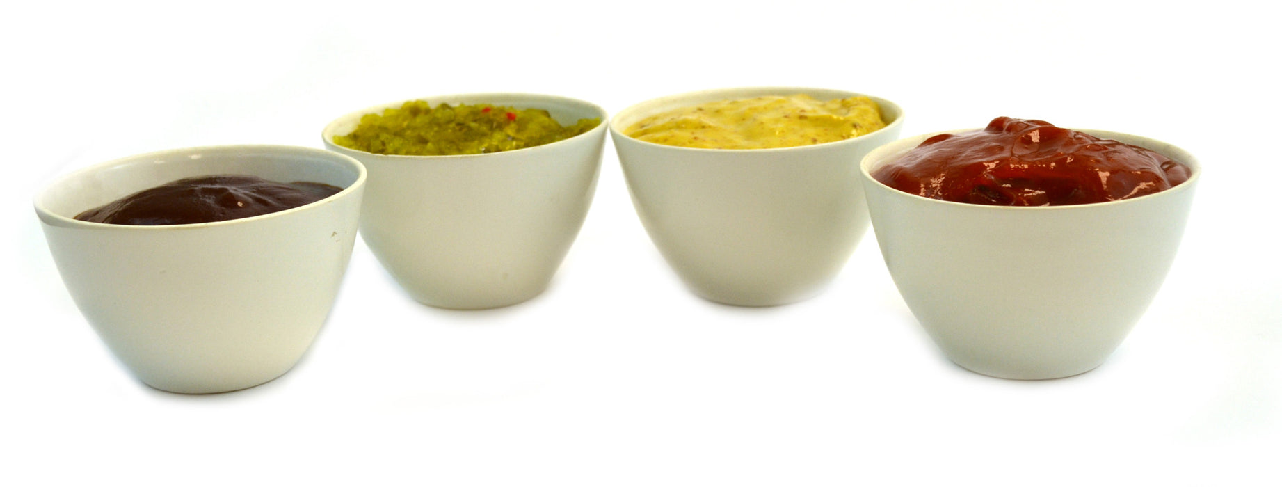 4 Piece Condiment Sauce Dip Bowl Servers with Lids - Hold approx 5 oz Each - Porcelain