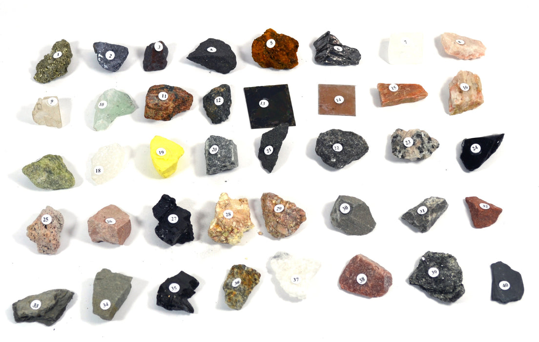 40 Piece Basic Rocks and Minerals Kit - Includes Mineral Samples