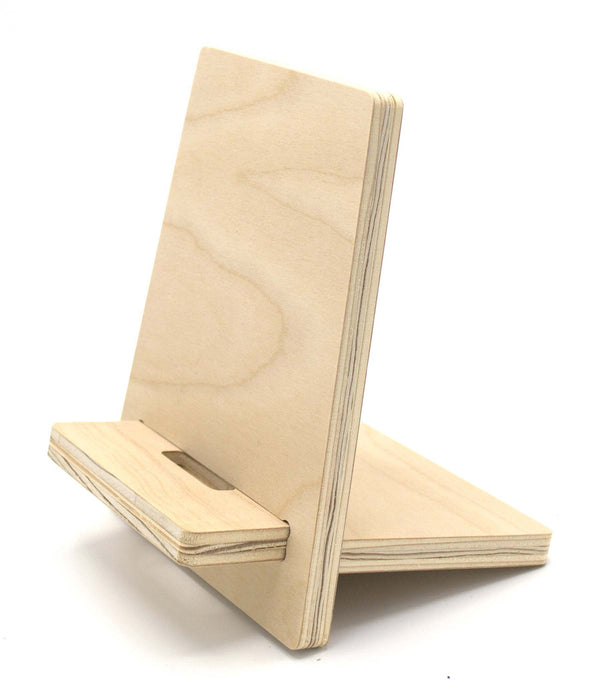Smart Phone Desk Stand - 7 inches tall, Unfinished, Made of Pure Bond Birch Veneer Plywood, Made in U.S.A.